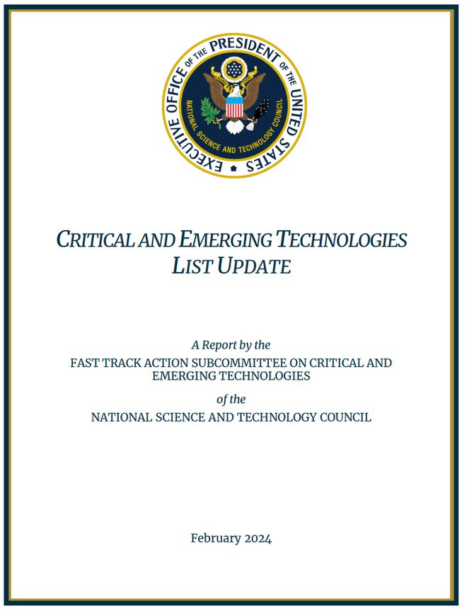 3D打印再获重视美国白宫发布2024年《关键和新兴技术清单